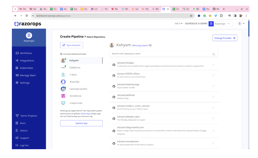 how-to-select-repository-for-pipeline-in-razorops